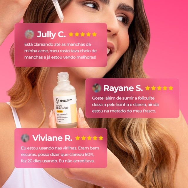 Avaliações de clientes do Sérum Clareador Íntimo